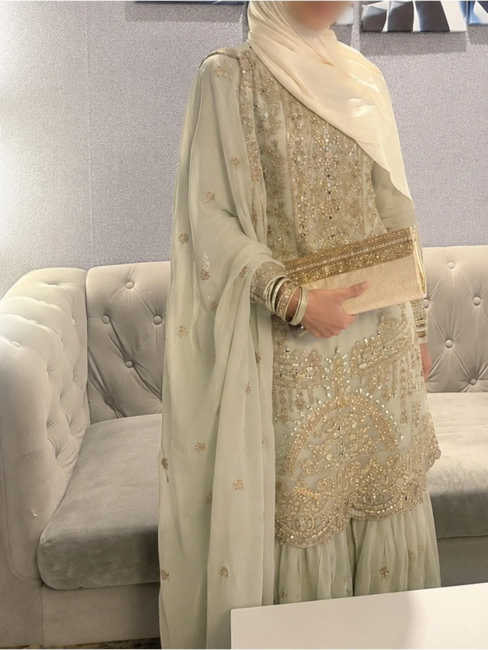 Mint Green Embellished Bridal Sharara Set with Dupatta